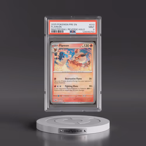2025 Pokémon Pre EN-Prismatic Evolutions #013 Flareon - Reverse Holo Master Ball (PSA 9 MINT)