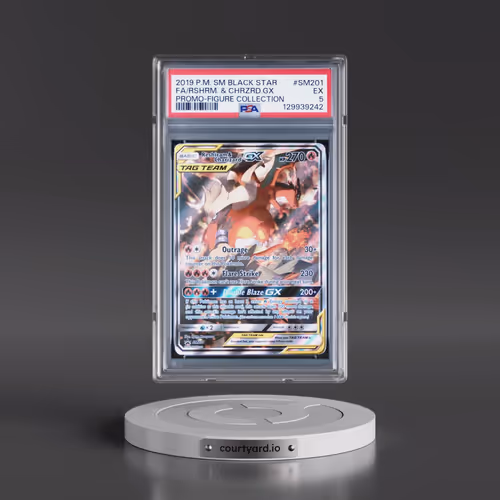 2019 Pokémon SM Black Star Promo #SM201 Reshiram & Charizard GX - Holo Full Art Reshiram & Charizard