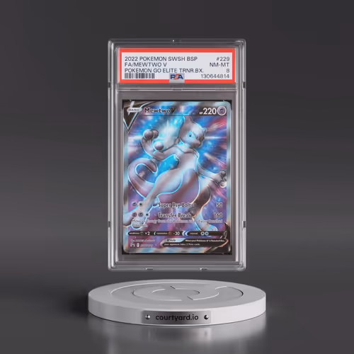 2022 Pokémon Swsh Black Star Promo #229 Mewtwo V - Holo Full Art Pokemon Go Elite Trainer Box (PSA 8