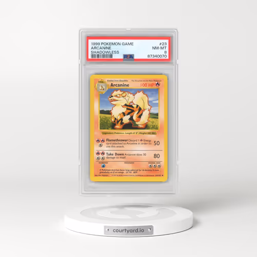 1999 Pokémon Game #23 Arcanine - Shadowless (PSA 8 NM-MT)