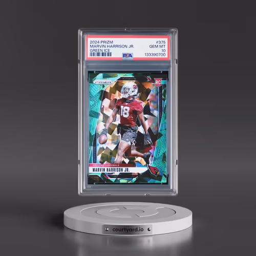 2024 Panini Prizm #375 Marvin Harrison Jr. - Green Ice (PSA 10 GEM MINT)