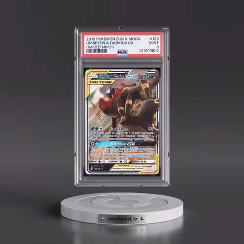 2019 Pokémon Sun & Moon Unified Minds #125 Umbreon & Darkrai GX - Holo (PSA 9 MINT)