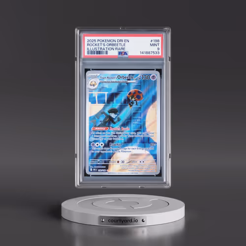2025 Pokémon Dri EN-Destined Rivals #198 Team Rocket's Orbeetle - Illustration Rare (PSA 9 MINT)