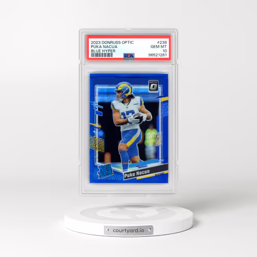 2023 Panini Donruss Optic #238 Puka Nacua - Blue Hyper (PSA 10 GEM MINT)