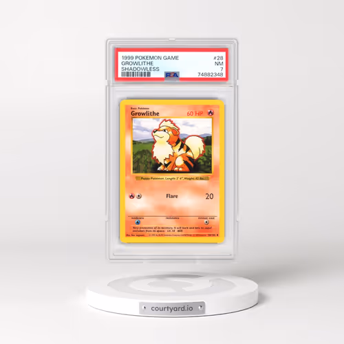 1999 Pokémon Game #28 Growlithe - Shadowless (PSA 7 NM)