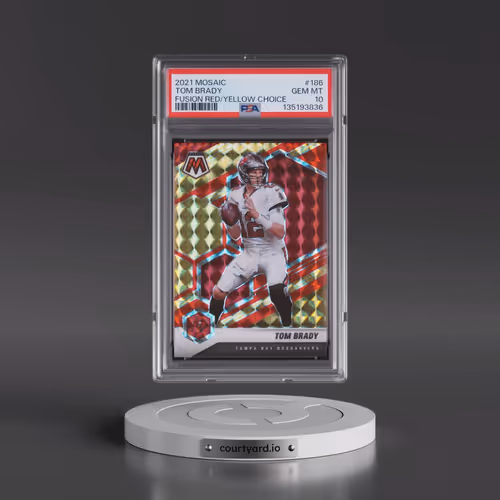 2021 Panini Mosaic #186 Tom Brady - Fusion Red/Yellow Choice (PSA 10 GEM MINT)