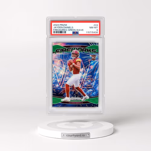 2024 Panini Prizm Fireworks #24 Jayden Daniels - Green Wave (PSA 8 NM-MT)