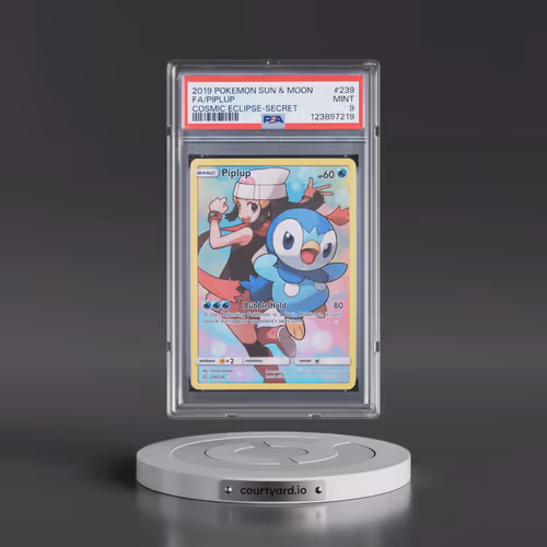2019 Pokémon Sun & Moon Cosmic Eclipse #239 Piplup - Full Art Secret (PSA 9 MINT)