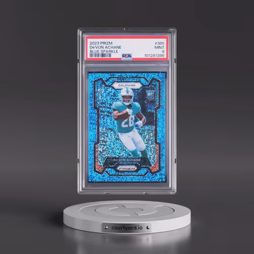 2023 Panini Prizm #365 DE'Von Achane - Blue Sparkle (PSA 9 MINT)