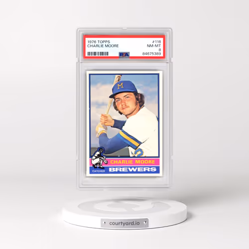 1976 Topps #116 Charlie Moore (PSA 8 NM-MT)