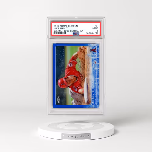 2015 Topps Chrome #51 Mike Trout - Sliding-Blue Refractor (PSA 9 MINT)