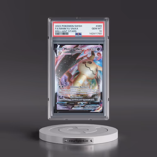 2022 Pokémon Sword & Shield Brilliant Stars #069 Mimikyu Vmax - Full Art (PSA 10 GEM MINT)