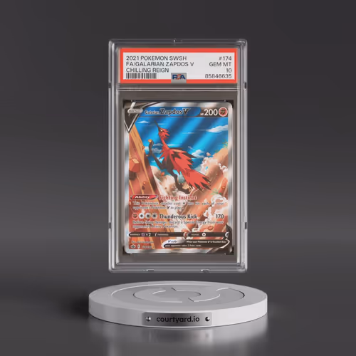 2021 Pokémon Sword & Shield Chilling Reign #174 Galarian Zapdos V - Holo Full Art (PSA 10 GEM MINT)