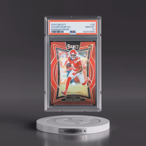2024 Panini Select #32 Xavier Worthy - Maroon Prizm (PSA 10 GEM MINT)