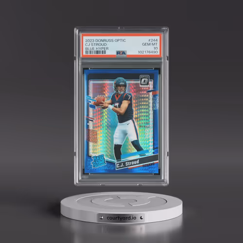 2023 Panini Donruss Optic #244 CJ Stroud - Blue Hyper (PSA 10 GEM MINT)