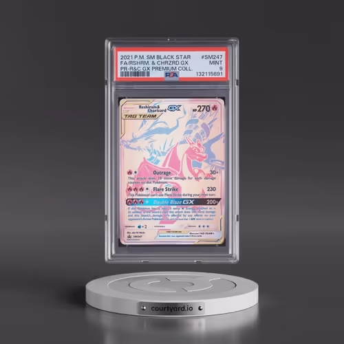 2021 Pokémon SM Black Star Promo #SM247 Reshiram & Charizard GX - Holo Full Art Reshiram & Charizard
