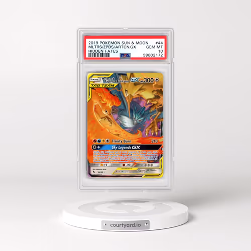 2019 Pokémon Sun & Moon Hidden Fates #44 Moltres & Zapdos & Articuno GX - Holo (PSA 10 GEM MINT)