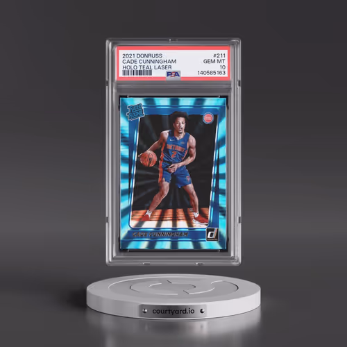 2021 Panini Donruss #211 Cade Cunningham - Holo Teal Laser (PSA 10 GEM MINT)