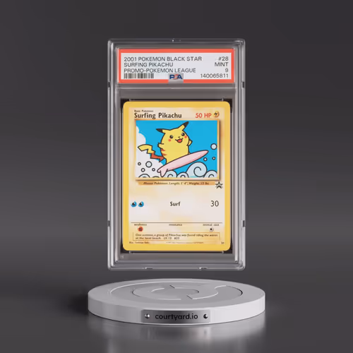 2001 Pokémon Promo Black Star #28 Surfing Pikachu - Pokemon League (PSA 9 MINT)