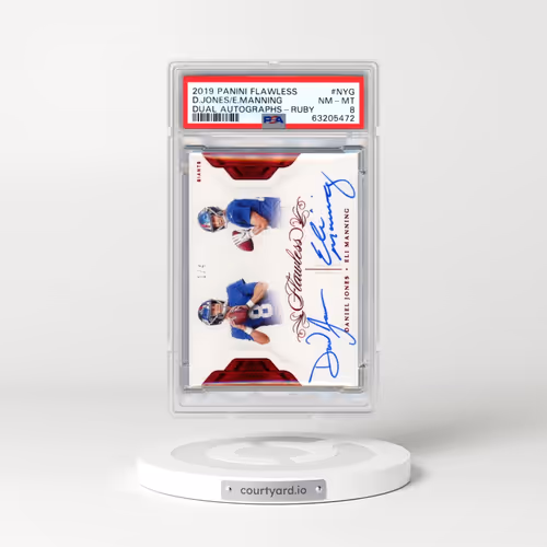 2019 Panini Flawless Dual Autographs #NYG Daniel Jones/Eli Manning - Ruby (PSA 8 NM-MT)