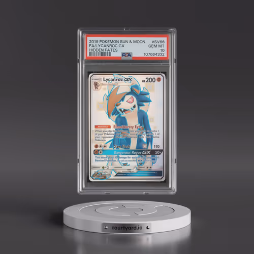 2019 Pokémon Sun & Moon Hidden Fates #SV66 Lycanroc GX - Holo Full Art (PSA 10 GEM MINT)