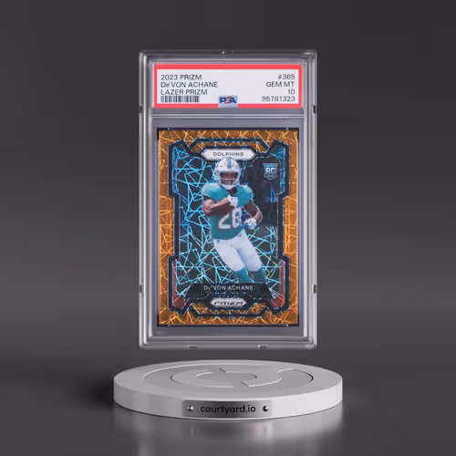 2023 Panini Prizm #365 DE'Von Achane - Lazer Prizm (PSA 10 GEM MINT)