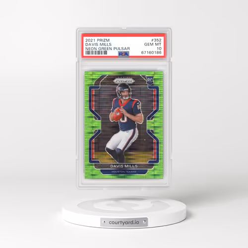 2021 Panini Prizm #352 Davis Mills - Neon Green Pulsar (PSA 10 GEM MINT)