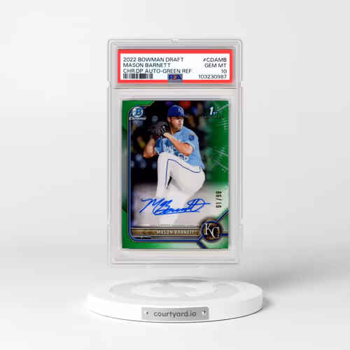 2022 Bowman Draft Chrome Draft Pick Autographs #CDAMB Mason Barnett - Green Refractor (PSA 10 GEM MINT)
