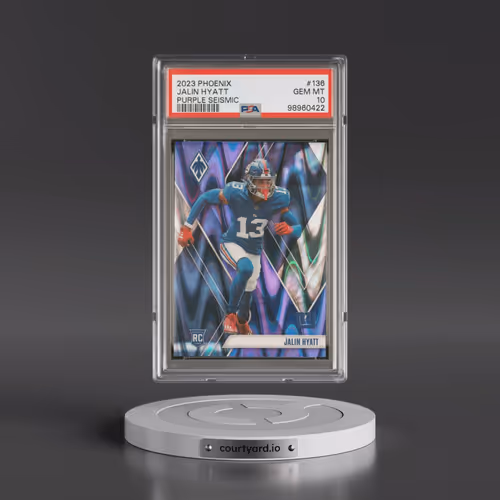 2023 Panini Phoenix #136 Jalin Hyatt - Purple Seismic (PSA 10 GEM MINT)