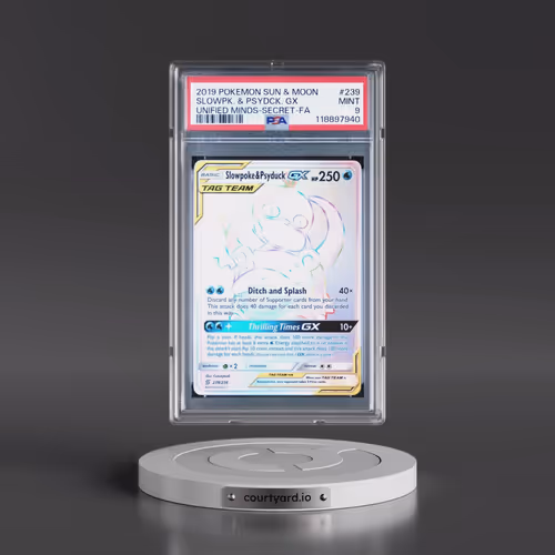 2019 Pokémon Sun & Moon Unified Minds #239 Slowpoke & Psyduck GX - Holo Full Art Secret (PSA 9 MINT)
