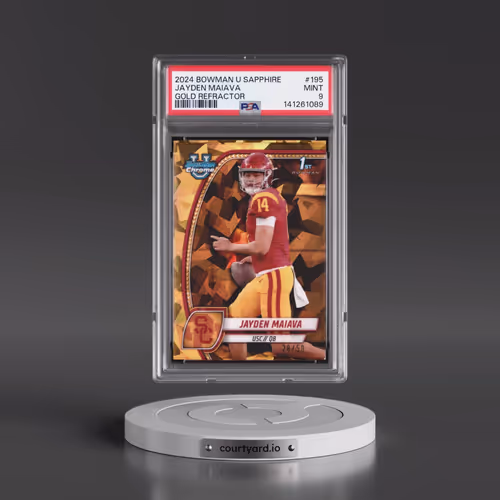 2024 Bowman University Chrome Sapphire #195 Jayden Maiava - Gold Refractor (PSA 9 MINT)