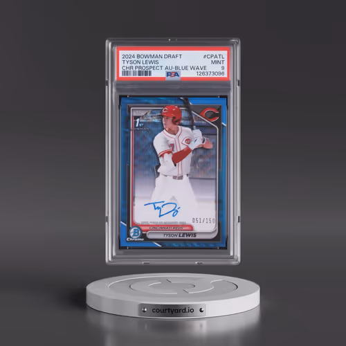 2024 Bowman Draft Chrome Prospect Autographs #CPATL Tyson Lewis - Blue Wave (PSA 9 MINT)