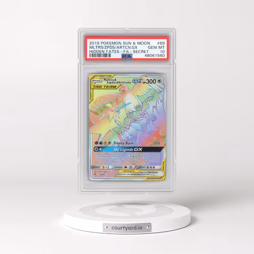 2019 Pokémon Sun & Moon Hidden Fates #69 Moltres & Zapdos & Articuno GX - Holo Full Art Secret (PSA