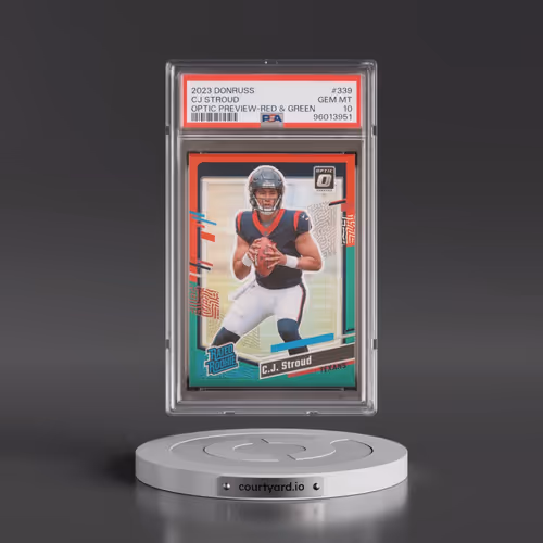 2023 Panini Donruss #339 CJ Stroud - Optic Preview-Red & Green (PSA 10 GEM MINT)