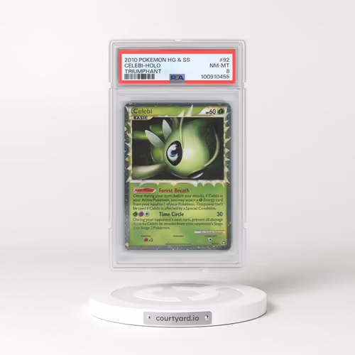 2010 Pokémon Heartgold & Soulsilver Triumphant #92 Celebi - Holo (PSA 8 NM-MT)
