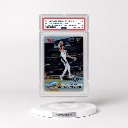 2023 Panini Hoops Premium Stock Attack the Rack #3 Victor Wembanyama - Silver Prizm (PSA 9 MINT)