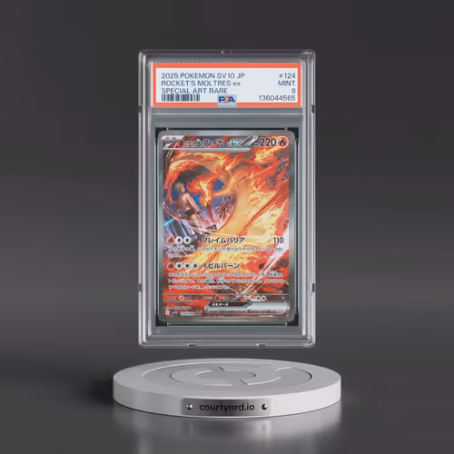 2025 Pokémon SV10-Glory of Team Rocket #124 Team Rocket's Moltres EX - Holo Special Art Rare (PSA 9