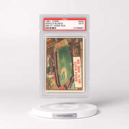 1961 Topps #406 Mantle Blasts - 565 FT. Home Run (PSA 5 EX)