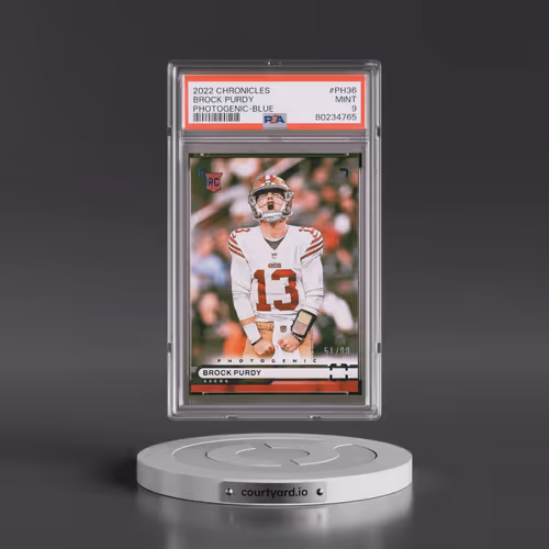 2022 Panini Chronicles Photogenic #PH36 Brock Purdy - Blue (PSA 9 MINT)
