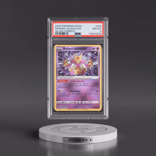 2022 Pokémon Sword & Shield Silver Tempest #059 Radiant Alakazam - Holo (PSA 8 NM-MT)