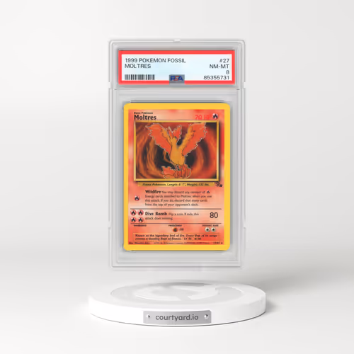 1999 Pokémon Fossil #27 Moltres (PSA 8 NM-MT)