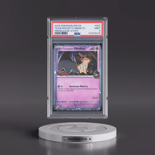 2025 Pokémon Dri EN-Destined Rivals #087 Team Rocket's Mimikyu - Prerelease-Staff (PSA 9 MINT)