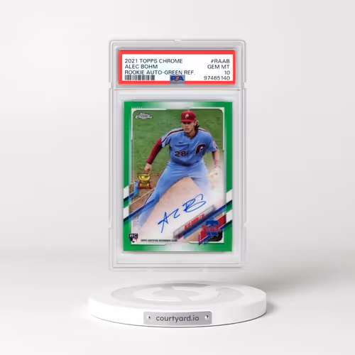 2021 Topps Chrome Rookie Autographs #RAAB Alec Bohm - Green Refractor (PSA 10 GEM MINT)