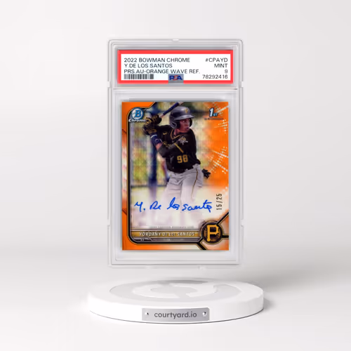 2022 Bowman Chrome Prospect Autographs #CPAYD Yordany de los Santos - Orange Wave Refractor (PSA 9 M