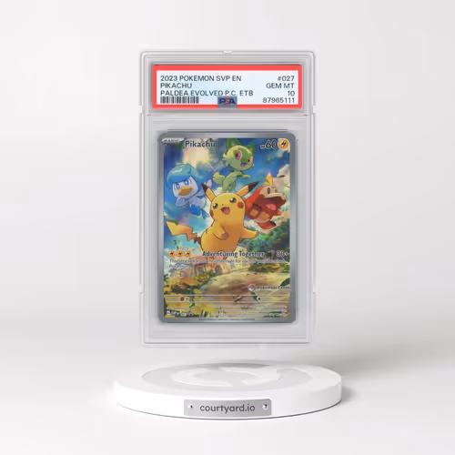 2023 Pokémon Svp EN-SV Black Star Promo #027 Pikachu - Paldea Evolved Pokemon Center Elite Trainer Box (PSA 10 GEM MINT)