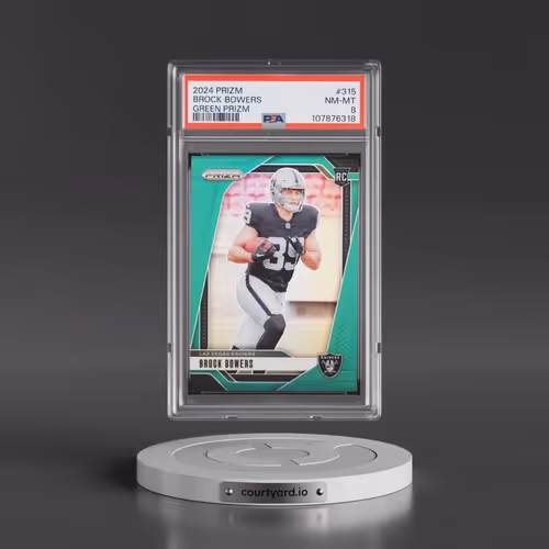 2024 Panini Prizm #315 Brock Bowers - Green Prizm (PSA 8 NM-MT)
