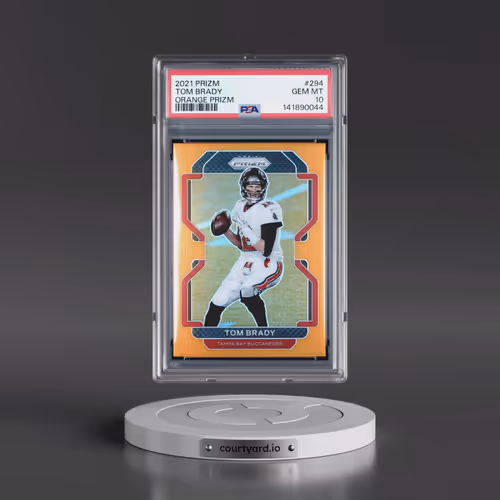 2021 Panini Prizm #294 Tom Brady - Orange Prizm (PSA 10 GEM MINT)