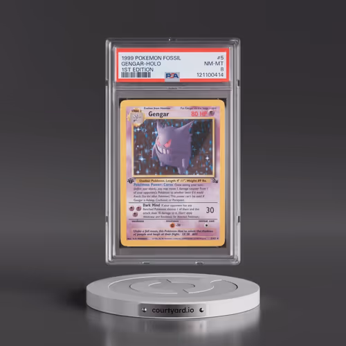 1999 Pokémon Fossil #5 Gengar - 1st Edition Holo (PSA 8 NM-MT)