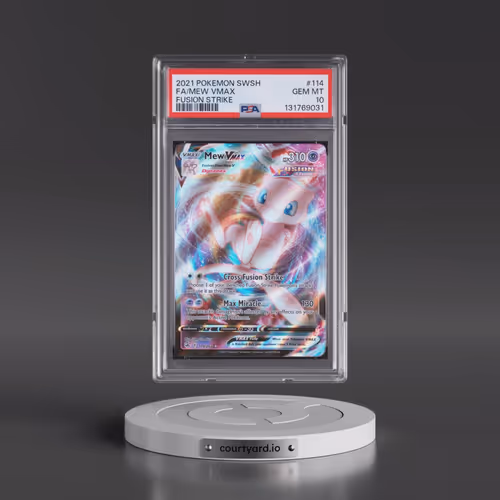 2021 Pokémon Sword & Shield Fusion Strike #114 Mew Vmax - Full Art (PSA 10 GEM MINT)