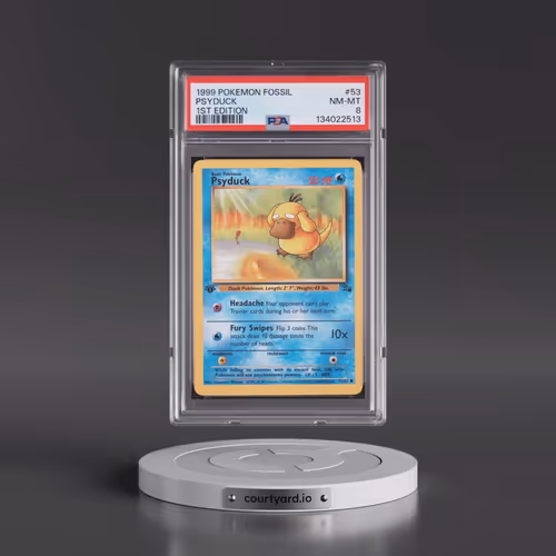 1999 Pokémon Fossil #53 Psyduck - 1st Edition (PSA 8 NM-MT)